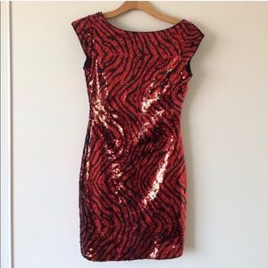 Guess - Red Sequin Zebra Print Dress